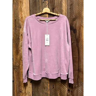 NYDJ Dawn 粉红色 XL 丝绒运动衫豪华舒适休闲服柔软安静豪华全新带标签 — 第 1/4 张图片