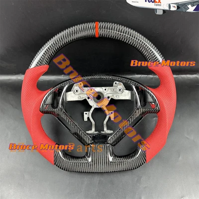 Volante tira roja de cuero de fibra de carbono para Infiniti G25 G37 2008-2013 Foto 1 de 4