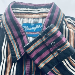 Vintage 90s Wrangler Brushpopper Shirt L Pearl Snap 2XL Vertical - Picture 1 of 10