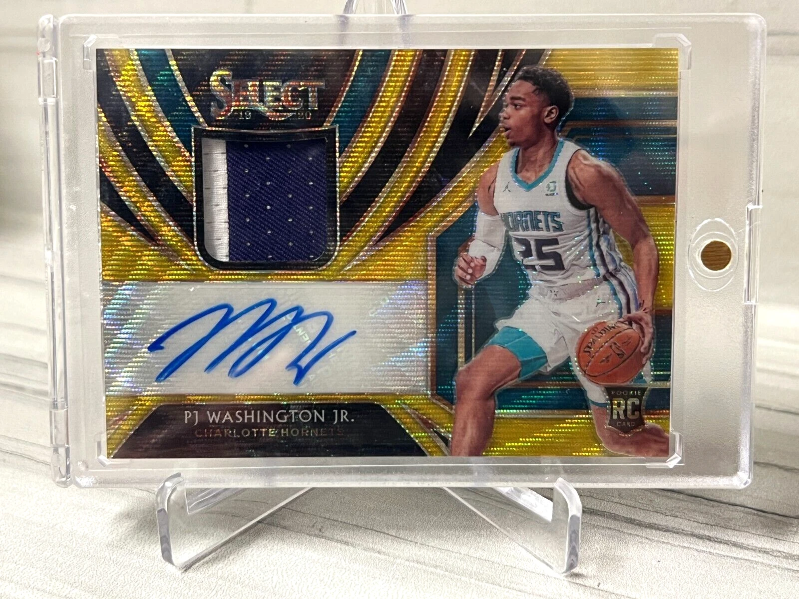 2019-20 Panini Select PJ Washington Jr.  Rookie Jersey Auto Gold Wave