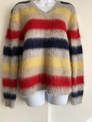 Suéter Theory Rayas Cuello en V Difuso Mezcla Alpaca, Talla M Foto 1 de 4