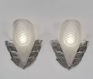 DEGUÉ : A PAIR OF 1930 FRENCH ART DECO WALL SCONCES ..... muller daum era France - Picture 1 of 11