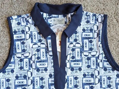 Camisa de golf Penguin para mujer XL sin mangas cuello en V estampado retro azul Los Caballeros  Foto 1 de 4