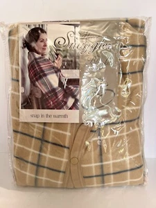 Vintage Fleece Snuggler Blanket Throw Snaps 60x67 Plaid Home Fashion New - Picture 1 of 4