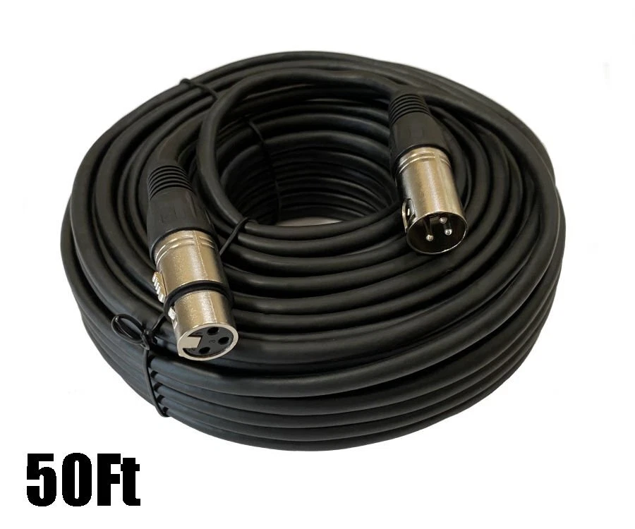 50Ft XLR PRO 3Pin Male to Female Mic Microphone Audio Extension Shielded Cable