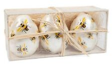 SET OF 3 Mackenzie Childs LARGE QUEEN BEE CAPIZ EGG ORNAMENTS New In Crate