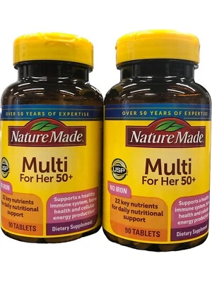 2 Pack Nature Made Multi For Her 50+,Women's Multivitamin, No Iron 90 Tabs Ea - Image 1 of 4