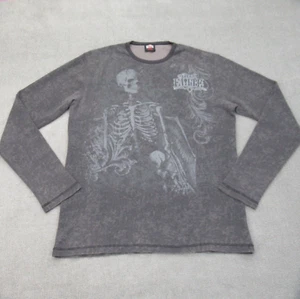 MMA Elite Shirt Mens XL Gray Skull Wings affliction style Vintage Y2k Thermal - Picture 1 of 10