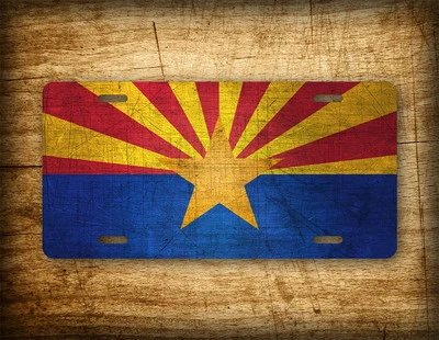 Antique Arizona State Flag License Plate Vintage Replica Grunge Star Auto Tag AZ - Image 1 of 4
