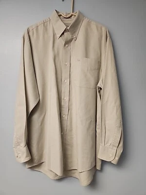 Cutter & Buck Mens L Light Beige Woven L/S Dress Shirt Business Casual Pocket - Image 1 of 4