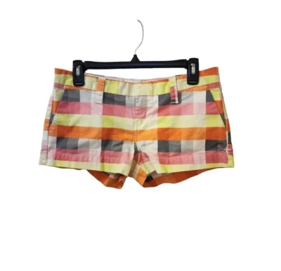Pantalones Cortos Hurley Plaid y2k Chino Patinadora Niña Talla 7 Tiro Bajo Naranja Amarillo Rosa Foto 1 de 4
