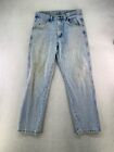Wrangler Rugged Wear Mens 31x30 Stone Wash Distressed Stain Straight Leg Jeans