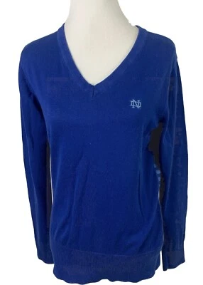 Notre Dame Women’s Sweater V Neck Pullover - Blue- Cutter & Buck- Sz M - Image 1 of 4