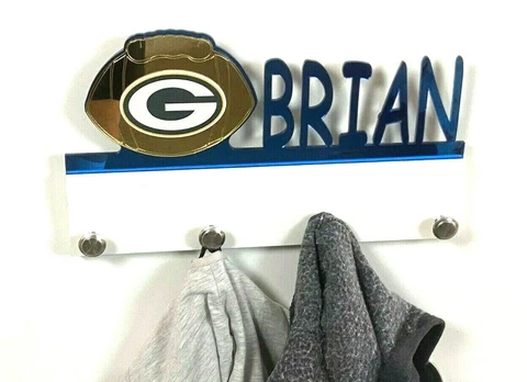 Personalized Coat Hanger Green Bay Packers Rack Bag Towel Hook Wall Organizer Cover