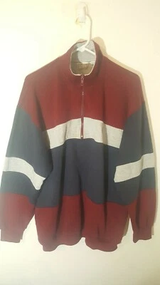 JERSEY VINTAGE BUGLE BOY 1/4 CREMALLERA BLOQUE DE COLORES PARA HOMBRE XL BORGOÑA/AZUL MARINO/AZUL Foto 1 de 4