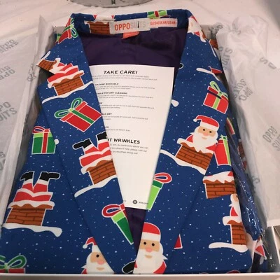 NWT Men's Christmas 2 Pc OPPO Suit Sz 44 (Blazer & Tie)  SANTA CHRISTMAS EVE  - Image 1 of 4