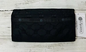 LeSportsac Addie Wallet LEMONO DEBOSS Black Lightweight 2779 H046 Zip - Picture 1 of 12