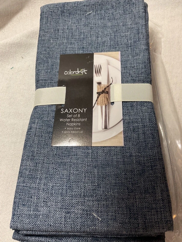 COLORDRIFT EASY CARE NAPKINS (8) BLUE WATER RESISTANT NIP - Image 1 of 1