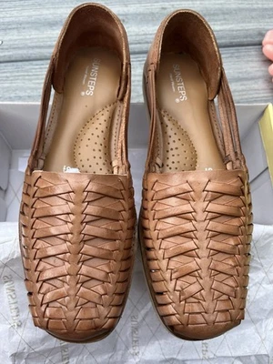 Sunsteps Hand Woven Capri Golden  Tan Women's Leather Loafers Size 8.5 NWB - Image 1 of 4