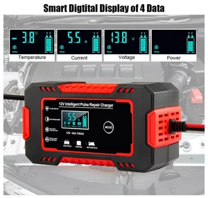 Caricabatteria 12V Carica Automatico Intelligente per Auto, Moto, Scooter, LCD - Imagen 1 de 12