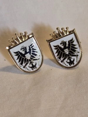 Par de gemelos vintage SWANK heráldicos prusianos escudo cresta corona Foto 1 de 4