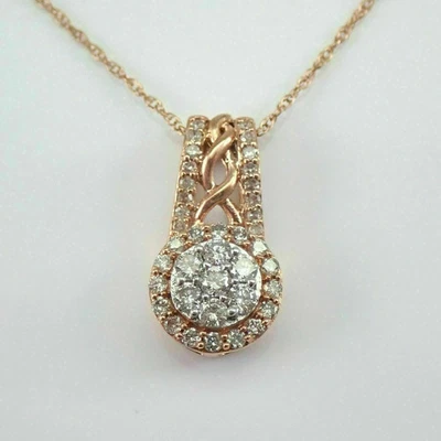 Круглый лабораторный кластер бриллиантов гало капля подвеска 2,5 карата покрытие желтым золотом 14 карат - Изображение 1 из 4