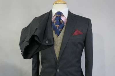 Traje actual Brooks Brothers 1818 Milano Fit ventilación lateral frente plano corte delgado 38 R Foto 1 de 4