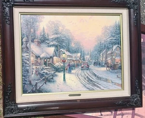 Thomas Kinkade Village Christmas Cottage VIII 32,5" DNA #89/4950 gerahmtes Gemälde - Bild 1 von 17