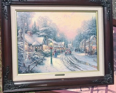 Thomas Kinkade Village Christmas Cottage VIII 32.5" DNA #89/4950 Framed Painting - Image 1 of 4