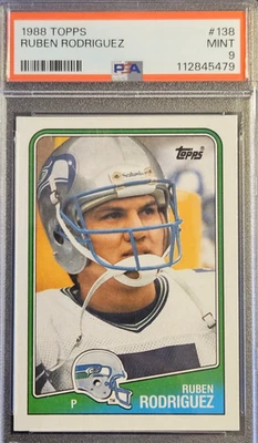 1988 Topps #138 Ruben Rodriguez, PSA 9 / MINT, Seattle Seahawks - Image 1 of 2