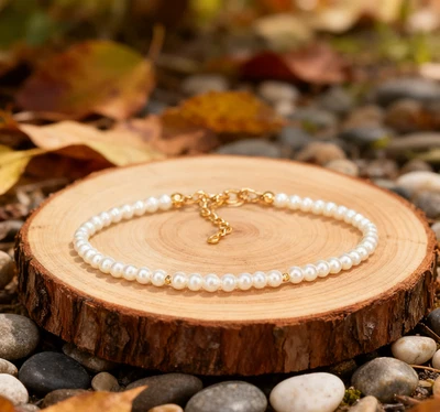 Natural Pearls Dainty Bracelet Healing Crystal Minimalist June Birthstone Gifts - Image 1 of 2