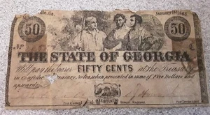 1863 State of Georgia Fractional Currency "50 CENTS"! "Milledgeville" Rough! - Picture 1 of 4