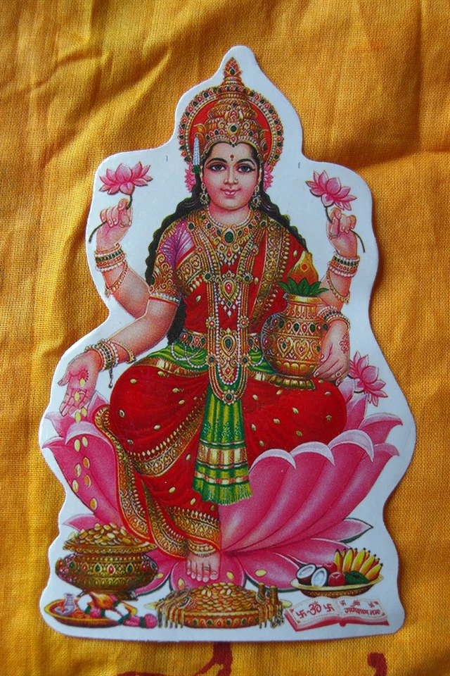 MARKENLOS Aufkleber goa psy hippie sticker indien inde Lakshmi hindu gott om orient ethno
