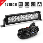12"inch LED Work Light Bar Spot Flood Driving For Jeep Truck Offroad SUV+Wiring