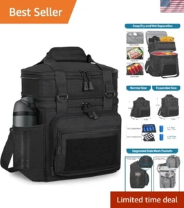 Porta Pranzo Isolato Doppio Ponte, Espandibile XLarge Borsa Porta Pranzo a Prova di Perdite... - Foto 1 di 8