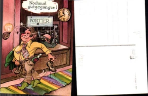 733418 Scherz Humor Scherzkarte Alkohol Betrunkener Portier Uhr Wein - Picture 1 of 1