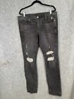 RTA Jeans Mens 36x33 Black Skinny Leg Distressed Denim Stretch