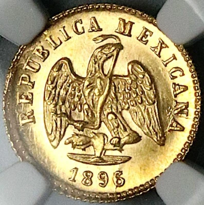 1896/5-Go NGC MS 65 Mexico Gold 1 Peso Guanajuato Mint Coin POP 2/0 (24122903C) - Image 1 of 4