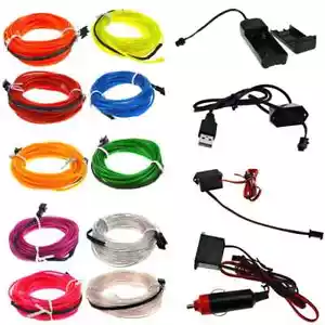 2m 3m 4m 5m DEL Neon EL Fil - Flexible, Imperméable, 5V/3V/12V pour la décoration - Photo 1/11