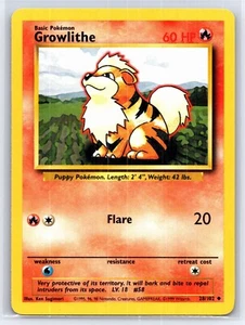 1999 Pokemon TCG - Base Set - Growlithe - 28/102 - LP - Picture 1 of 2