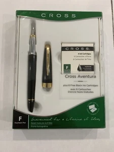 Cross Aventura Black Fountain Pen! Plus 6 Free Black Ink Cartridges! Sealed! - Picture 1 of 2