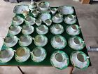 50 Piece Late 1800's - Early 1900's Green White & Gold Antique Dish 1507 (JK 1)
