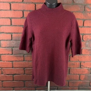 Adrienne Vittadini Womans Maroon Turtle Wool Blend Neck Sweater Large Outdoors - Picture 1 of 7