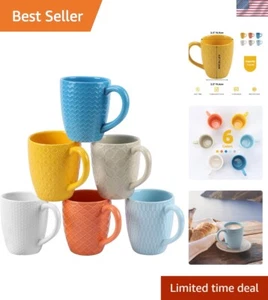 12 OZ Ceramic Set of 6, Multi Colors Patterns Microwavable Porcelain Mug, Sty... - Picture 1 of 8