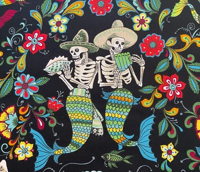 Alexander Henry Esquelitos  Mermaid  Day of the Dead, Mexican OOP RARE BTY - Image 1 of 3