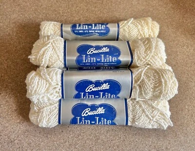 VTG Bucilla Lin-Lite Yarn Lot 6-1 0z Skiens Linen & Acrylic Color #-1 Ivory New - Image 1 of 3