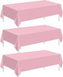 Plastic Tablecloths for Rectangle Tables 3 Pack 54&quot; x 108&quot;, Pink  - Picture 1 of 7