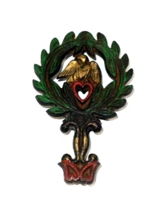 Vintage Antique Miniature Trivet Eagle / Heart 5" Mini Black Iron 4.25” x 2.75” - Picture 1 of 4
