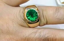 3Ct Round Cut Simulated Emerald Wedding men's Ring 925 Silver Gold Plated
