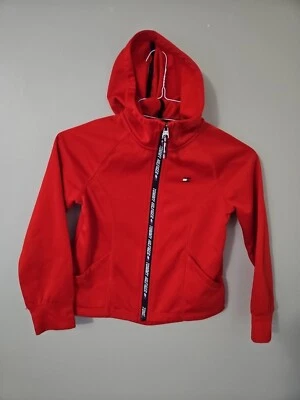 Jaqueta Tommy Hilfiger feminina com capuz zíper completo vermelha tamanho 8-10 - Imagem 1 de 4
